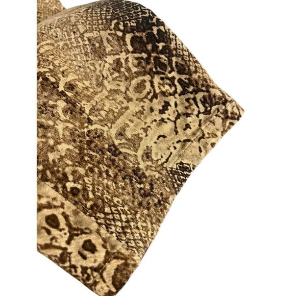 Ralph Lauren Pant Women 10 Brown Snakeskin Straight Ankle Neutral Mob Wife 80s - Picture 6 of 16